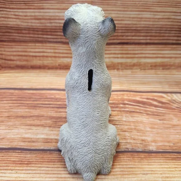 Vtg 4.5" White Schnauzer Dog Sitting Dime Bank - Picture 4 of 8